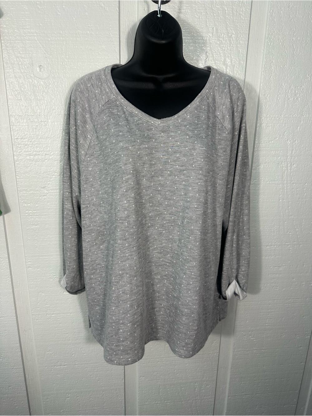 Chicos Grey 3/4 Sleeve Top Size 3/XL EUC - Picture 2 of 7